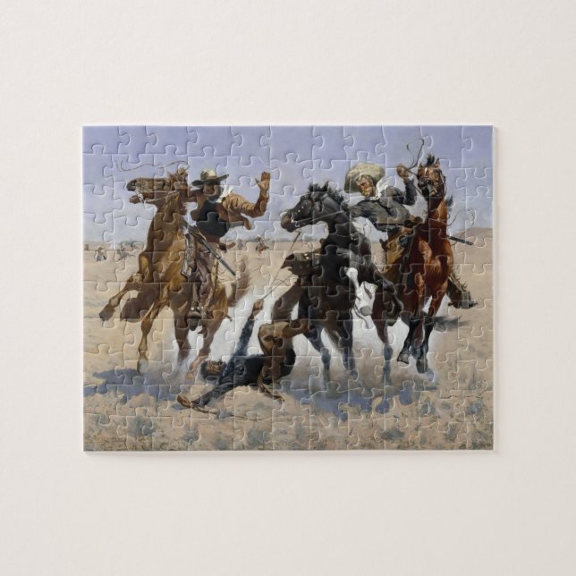 Frederic Remington - Aiding a Comrade Jigsaw Puzzle (Horizontal)