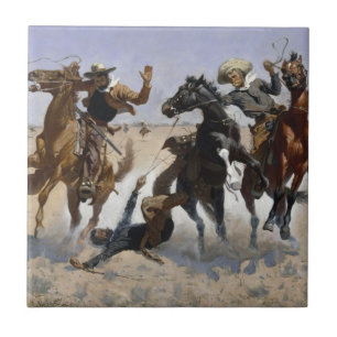 Frederic Remington - Aiding a Comrade Tile
