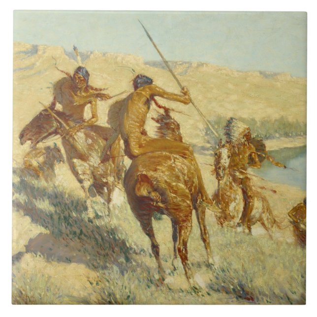 Frederic Remington - Episode of the Buffalo Gun Tile (Front)