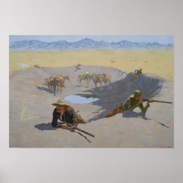 Frederic Remington - Fight for the Waterhole Poster (Front)