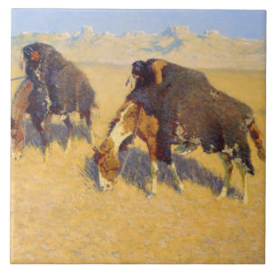 Frederic Remington - Indians Simulating Buffalo Tile