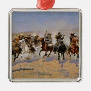 Frederic Remington Painting “Dash For The Timber” Metal Tree Decoration