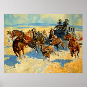 Frederic Remington Painting “Downing the Nigh Lead Poster