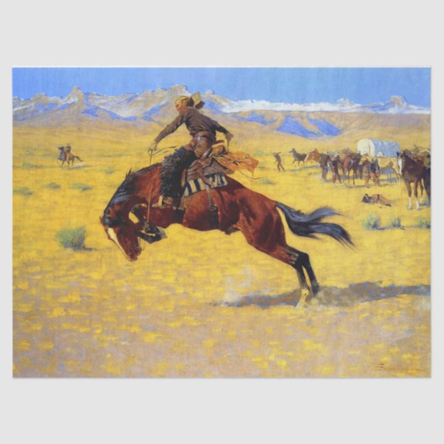 Frederic Remington Western Art “A Cold Morning” Ti Tissue Paper (Front)