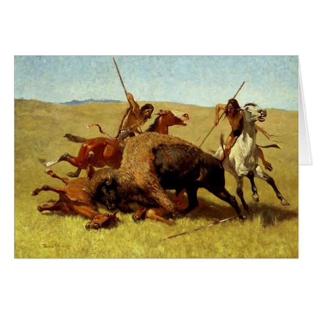 Frederic Remington Western Art “Buffalo Hunt” (Front Horizontal)