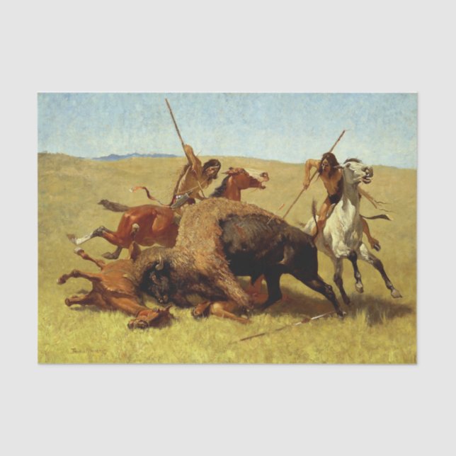 Frederic Remington Western Art “Buffalo Hunt” Tissue Paper (Front)