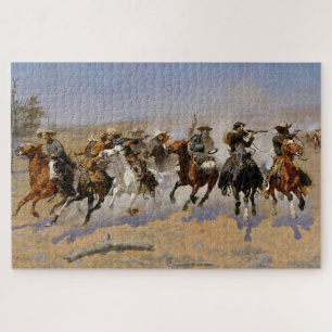 Frederic Remington Western Art “Dash For The Timbe Jigsaw Puzzle