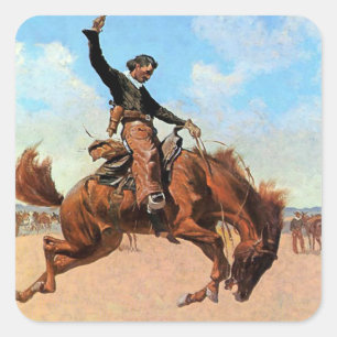 Frederic Remington Western Art “The Buck Jumper” Square Sticker