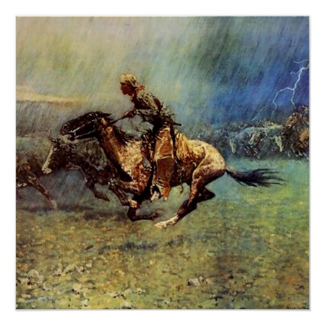 Frederic Remington Western Art “The Stampede” Poster (Front)