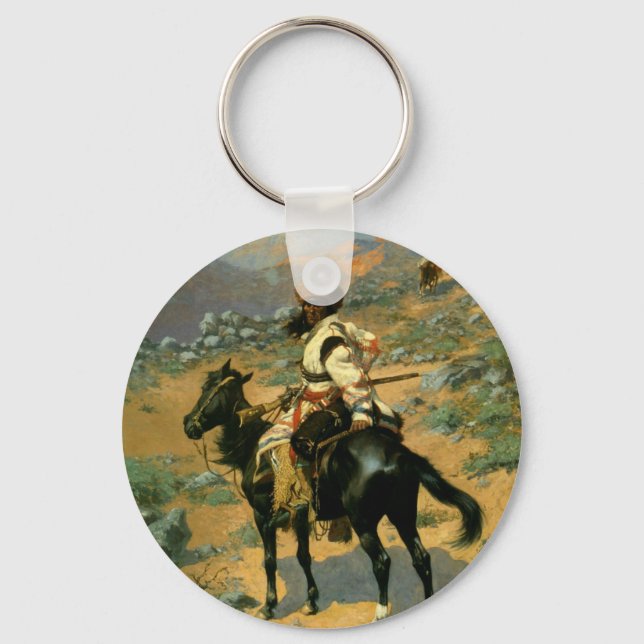Frederic Remington's The Indian Trapper (1889) Key Ring (Front)