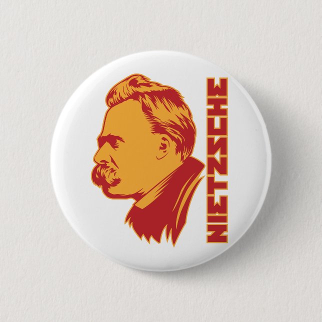 Frederich Nietzsche Portrait Button (Front)
