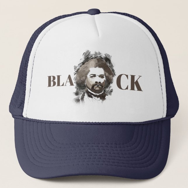 Frederick Douglass Watercolor Painting Portrait Trucker Hat (Front)