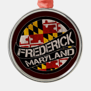 Frederick Maryland flag grunge round ornament