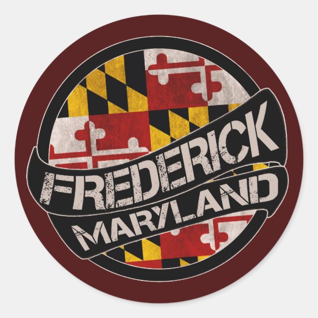 Frederick Maryland flag grunge stickers (Front)