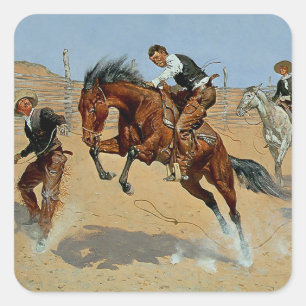 Frederick Remington Western Art “Turn Him Loose” Square Sticker