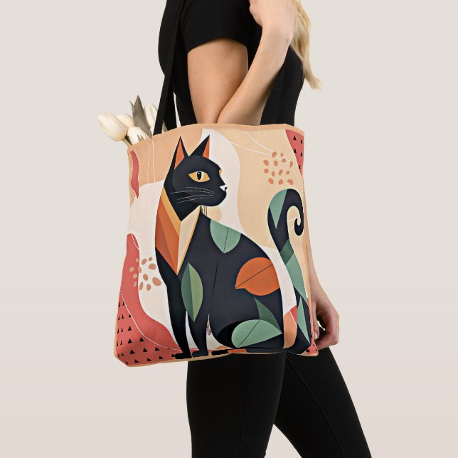 Frederick the Cat, boho chic colourful artwork, Tote Bag (Close Up)