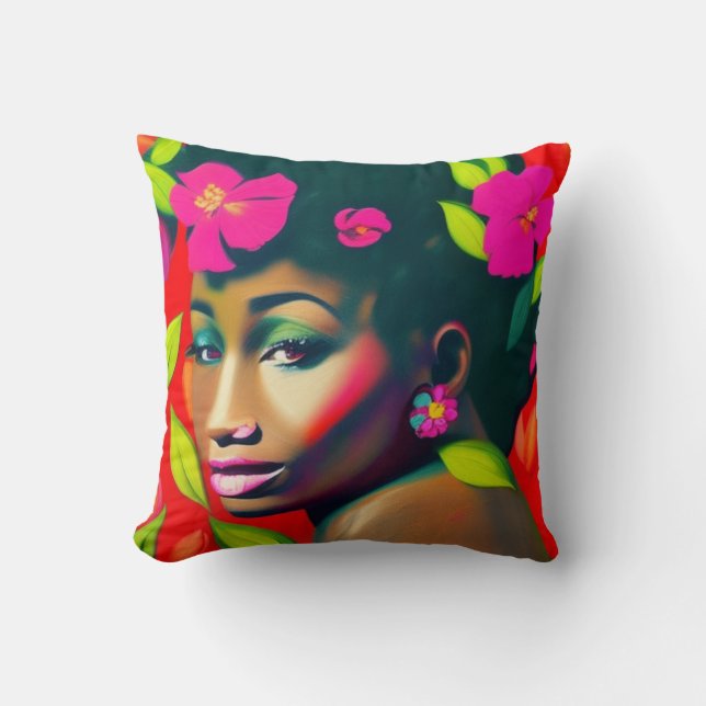 Fredericka Abstract African American Woman Cushion (Front)
