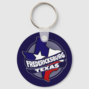 Fredericksburg Texas flag burst keychain