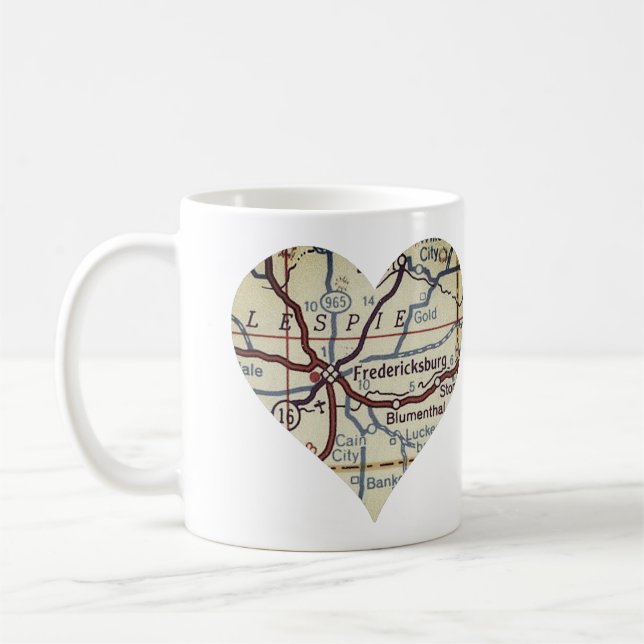 Fredericksburg TX 50's Map Coffee Mug (Left)