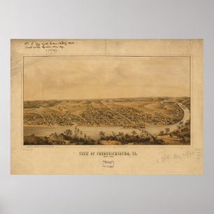 Fredericksburg Virginia 1863 Antique Panoramic Map Poster