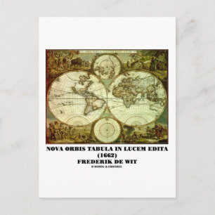 Frederik de Wit Nova Orbis Tabula in Lucem Edita Postcard