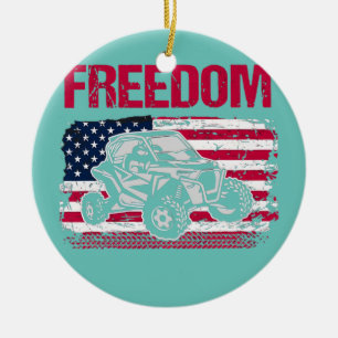 Fredom SXS UTV side by side American flag Ceramic Tree Decoration