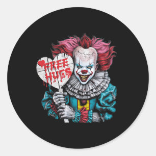 Free A Hugs Scary Clown Character Valentine Hallow Classic Round Sticker