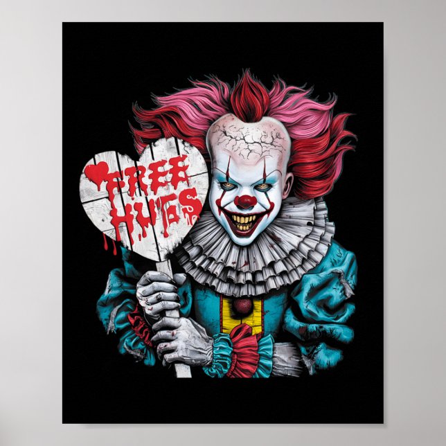 Free A Hugs Scary Clown Character Valentine Hallow Poster (Front)