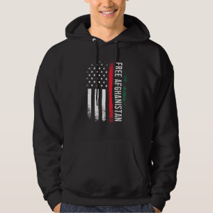 Free Afghanistan American Flag Afghan Support Idea Hoodie