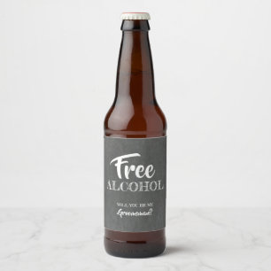 Free Alcohol Funny Groomsman Proposal Beer Bottle Label
