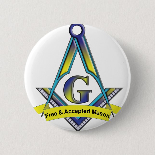 Free and Accepted Masons 6 Cm Round Badge (Front)