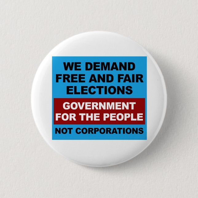 Free and Fair Elections 6 Cm Round Badge (Front)