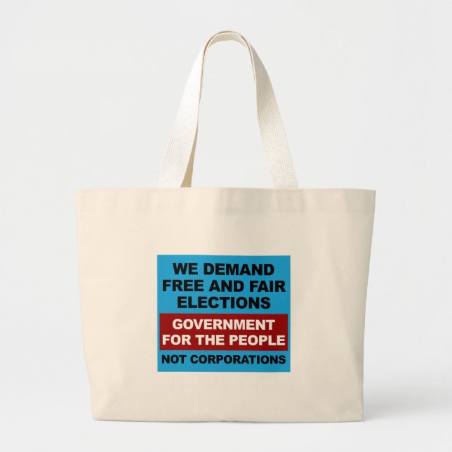 Free and Fair Elections Large Tote Bag (Front)