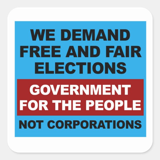 Free and Fair Elections Square Sticker (Front)