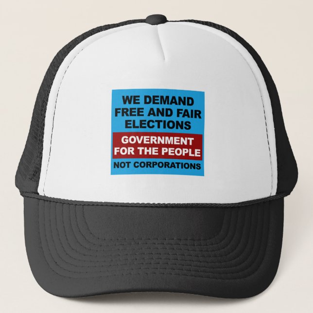 Free and Fair Elections Trucker Hat (Front)