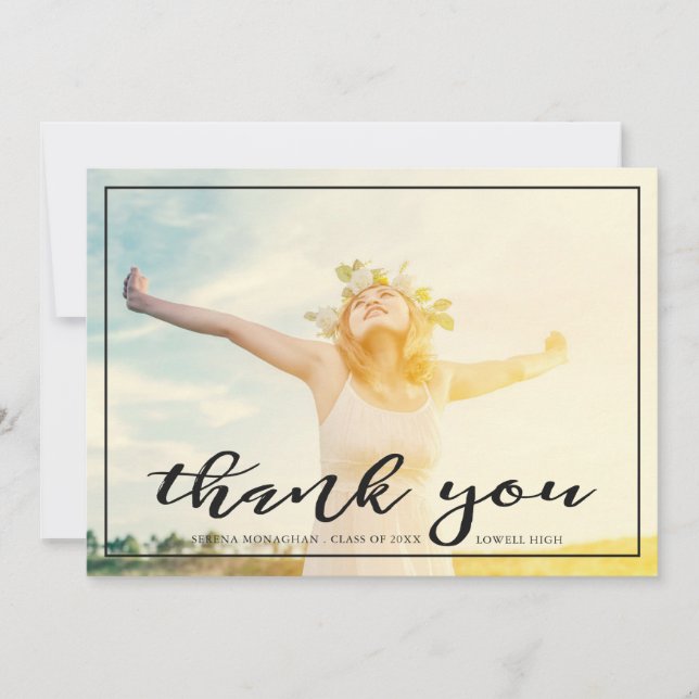 Free and Focused | Graduation Thank You | Dark Card (Front)