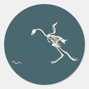 Free and Happy Chicken Skeletal Classic Round Sticker
