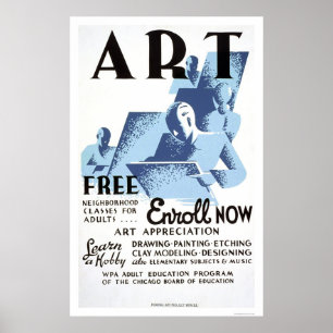 Free Art Classes 1936 WPA Poster