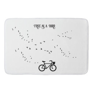 Free as a Bird Cycling Life Black and White Art Bath Mat