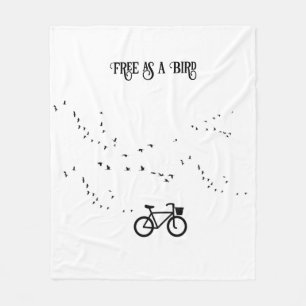 Free as a Bird Cycling Life Black and White Art Fleece Blanket