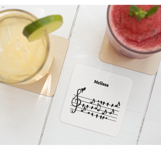 Free as a bird, song birds acting as musical notes glass coaster (Creator Uploaded)