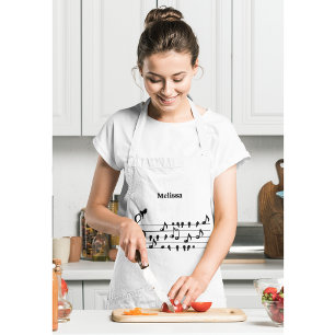 Free as a bird, song birds acting as musical notes long apron