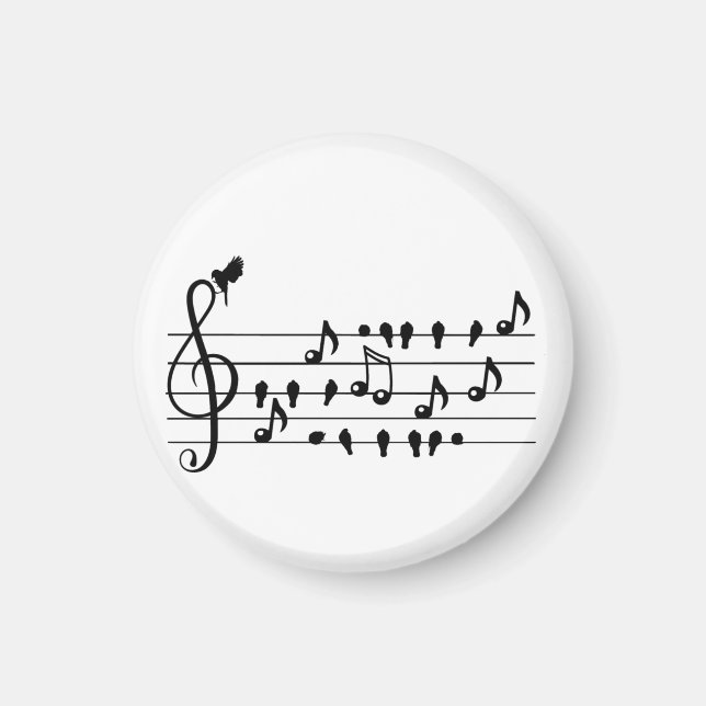 Free as a bird, song birds acting as musical notes magnet (Front)