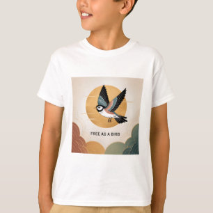 Free as a Bird - Stylised Swallow with Golden Sun T-Shirt