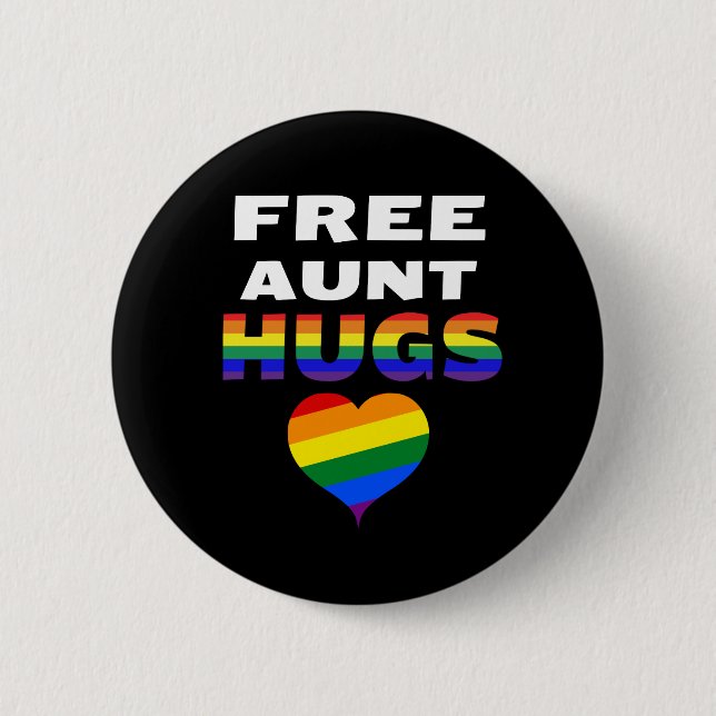 Free Aunt Hugs LGBT Aunt Gay Pride Lesbian Pride 6 Cm Round Badge (Front)