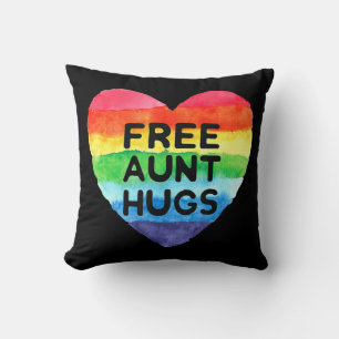 Free Aunt Hugs LGBT Flag Pride Awareness Month Rai Cushion