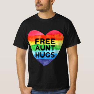 Free Aunt Hugs LGBT Flag Pride Awareness Month Rai T-Shirt
