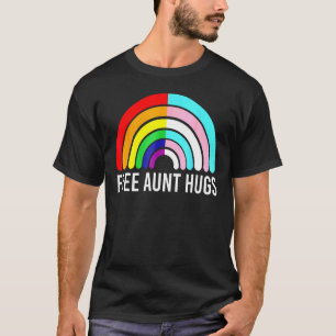 Free Aunt Hugs Rainbow Transgender Flag Lgbtq Gay  T-Shirt