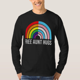 Free Aunt Hugs Rainbow Transgender Flag Lgbtq Gay T-Shirt