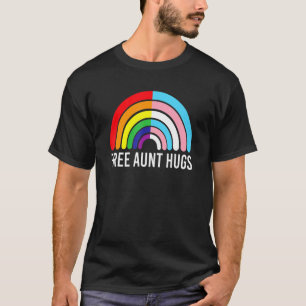 Free Aunt Hugs Rainbow Transgender Flag Lgbtq Gay  T-Shirt